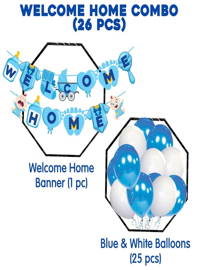 Zyozique Baby Boy Welcome Home Decoration Kit Paper Banner with Balloons for Baby Shower / Welcome Party / Birthday Party Supplies(Pack of 26) - Image 2